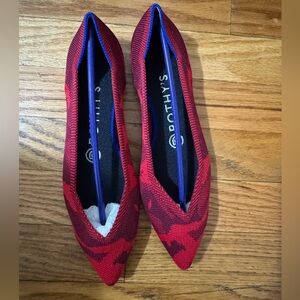 Rothy's Red and Black Pointed Toe Knit Flats